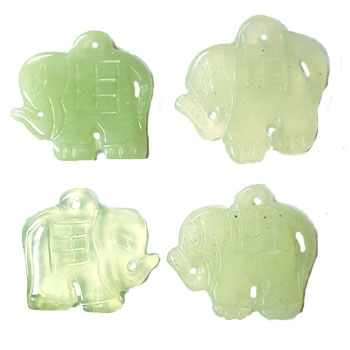 JADE SMALL PENDANT ELEPHANT 25X30MM GREEN (4PCS)